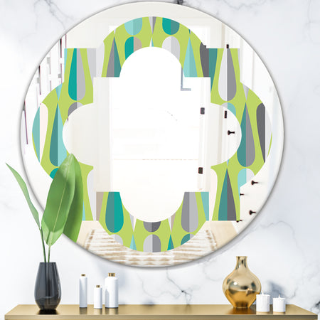 Retro Abstract Drops VI - Modern Round or Oval Wall Mirror - Quatrefoil
