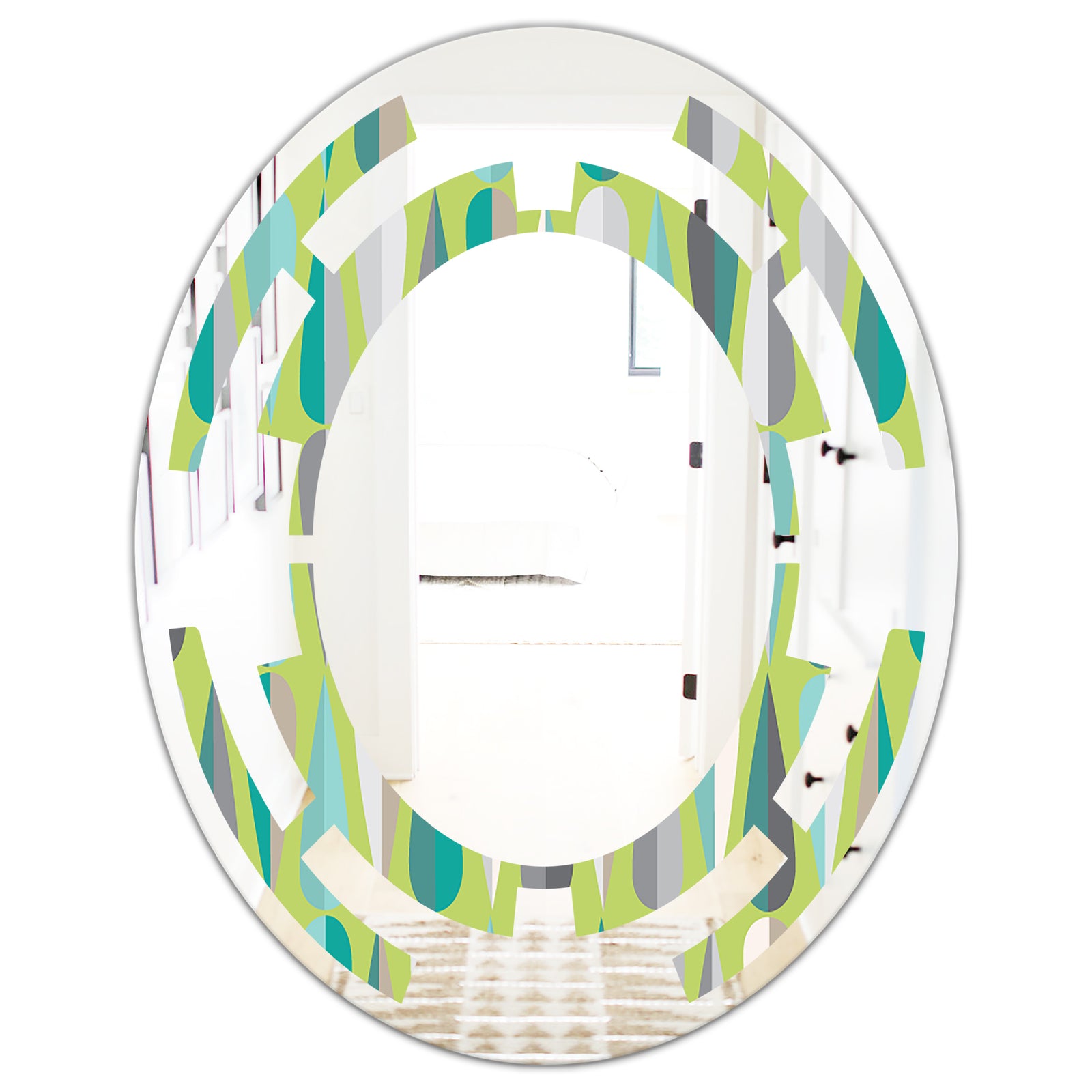 Retro Abstract Drops VI - Modern Round or Oval Wall Mirror - Space