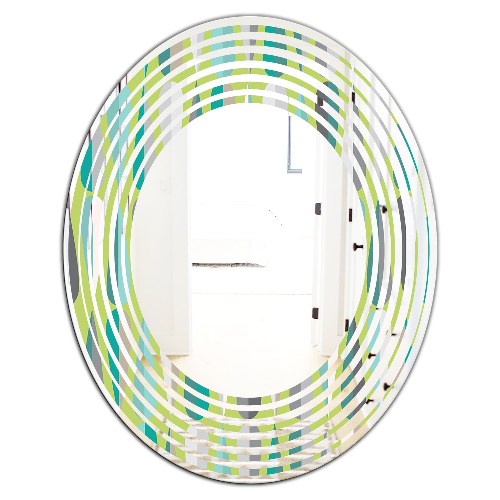 Retro Abstract Drops VI - Modern Round or Oval Wall Mirror - Wave