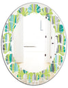 Retro Abstract Drops VI - Modern Round or Oval Wall Mirror - Leaves