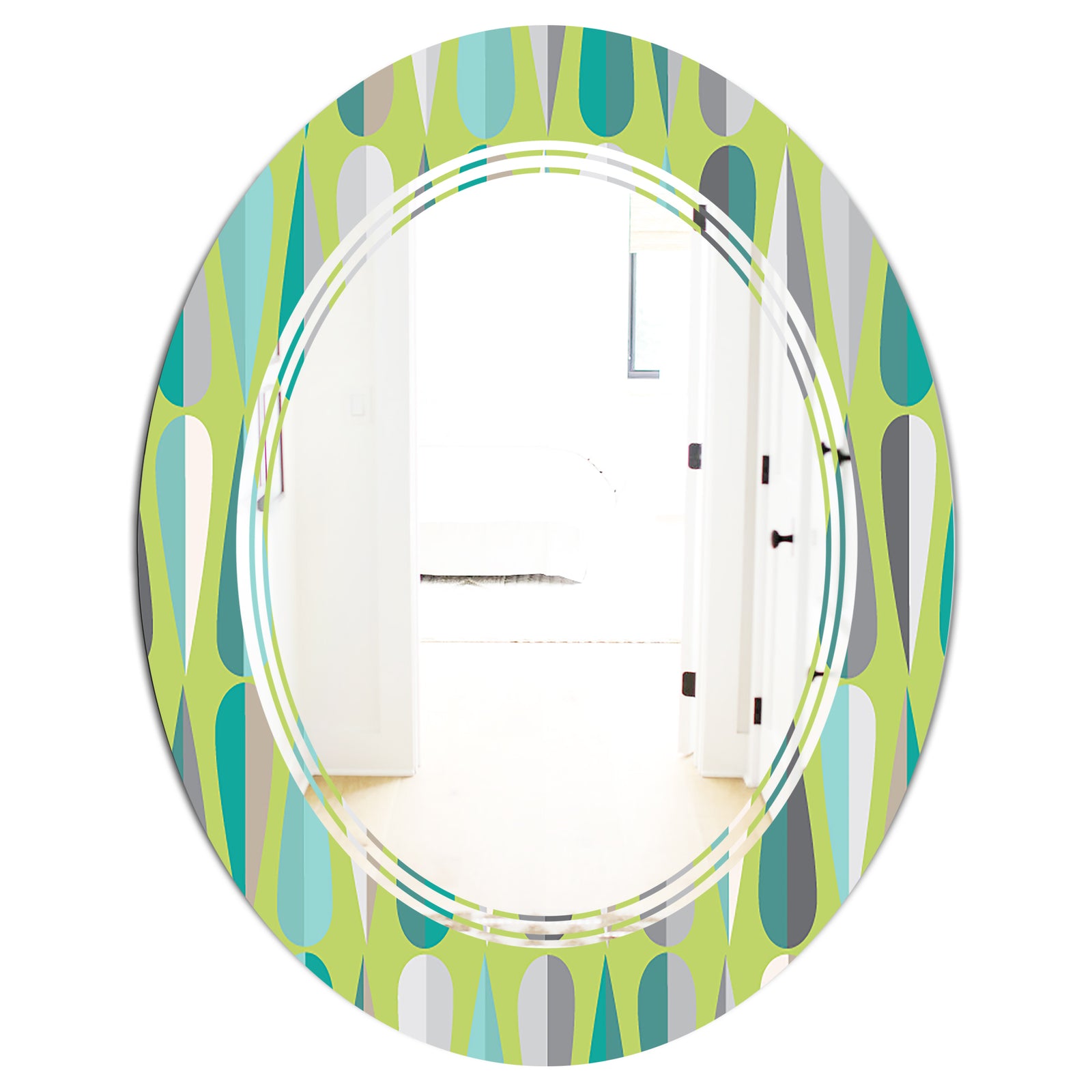 Retro Abstract Drops VI - Modern Round or Oval Wall Mirror - Triple C
