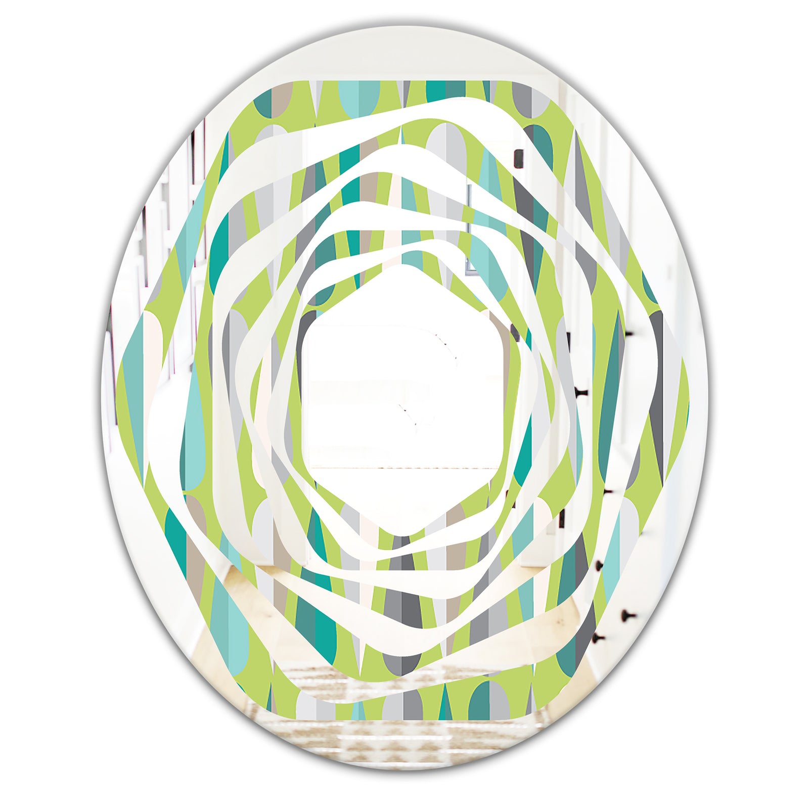 Retro Abstract Drops VI - Modern Round or Oval Wall Mirror - Whirl