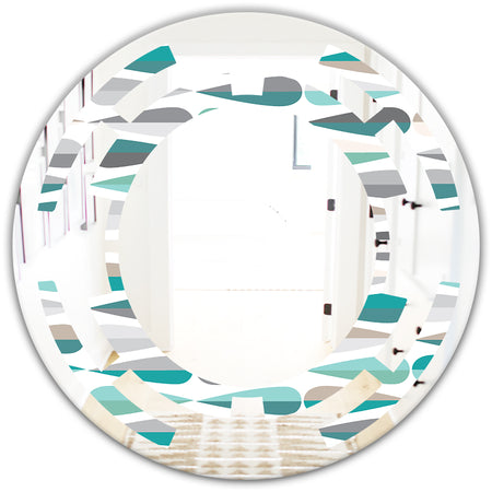 Retro Abstract Drops III - Modern Round or Oval Wall Mirror - Space