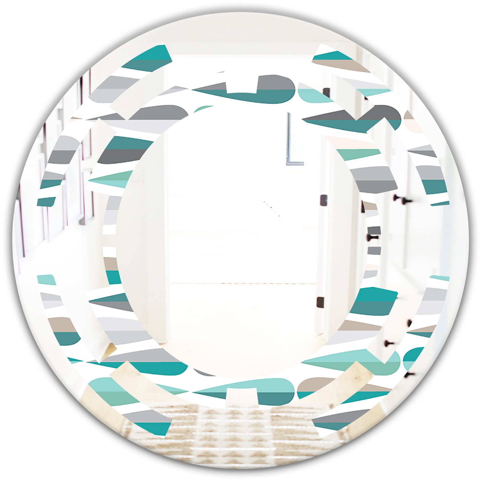 Retro Abstract Drops III - Modern Round or Oval Wall Mirror - Space