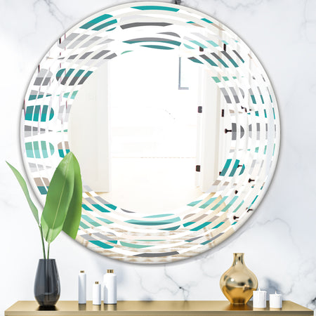 Retro Abstract Drops III - Modern Round or Oval Wall Mirror - Wave