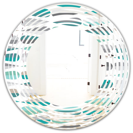 Retro Abstract Drops III - Modern Round or Oval Wall Mirror - Wave