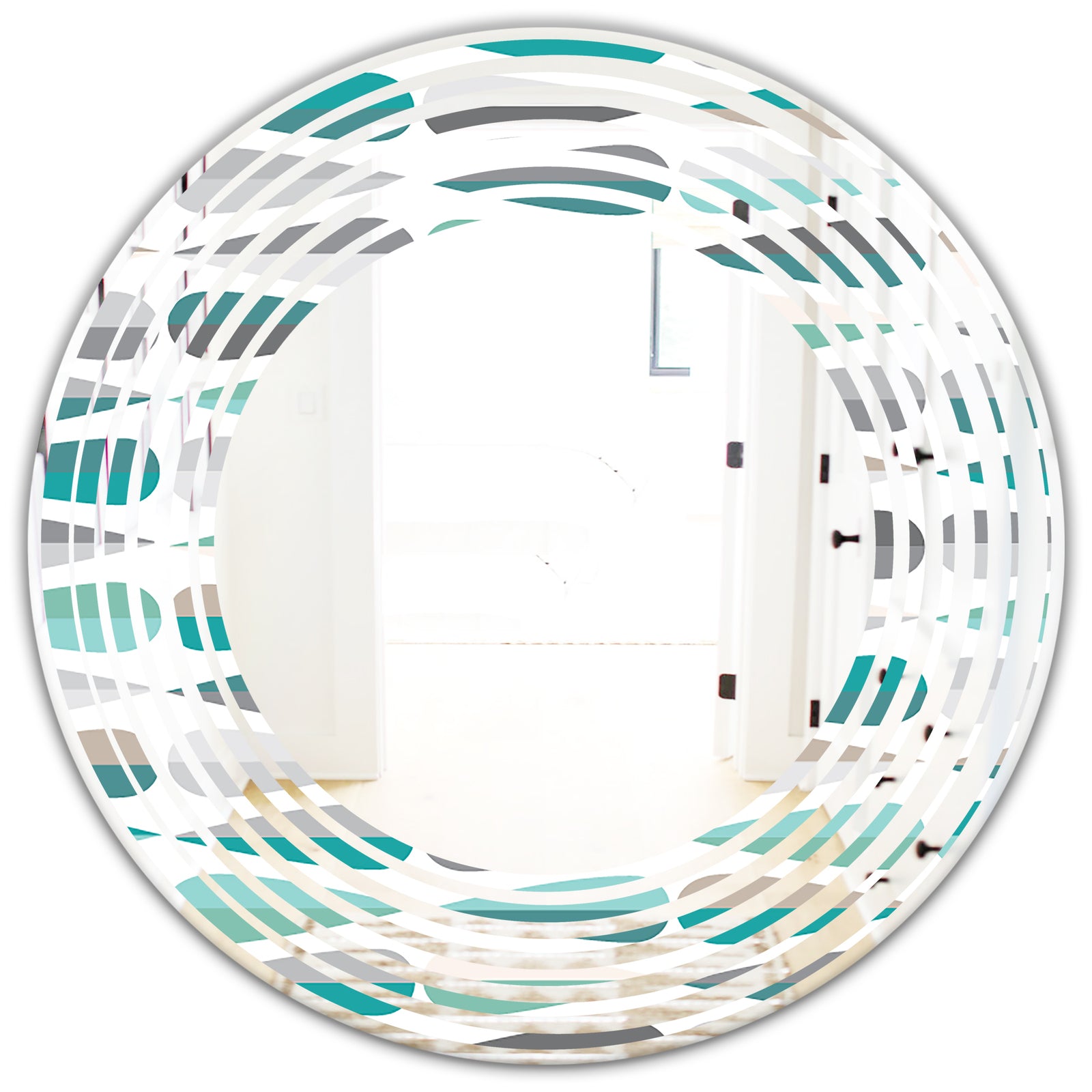 Retro Abstract Drops III - Modern Round or Oval Wall Mirror - Wave