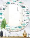 Retro Abstract Drops III - Modern Round or Oval Wall Mirror - Leaves