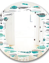 Retro Abstract Drops III - Modern Round or Oval Wall Mirror - Leaves