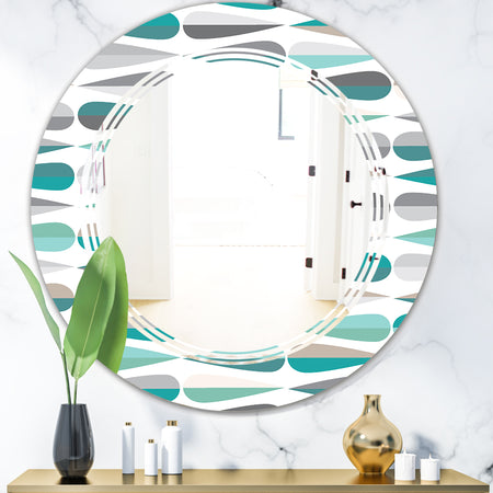Retro Abstract Drops III - Modern Round or Oval Wall Mirror - Triple C
