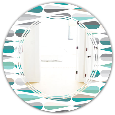 Retro Abstract Drops III - Modern Round or Oval Wall Mirror - Triple C