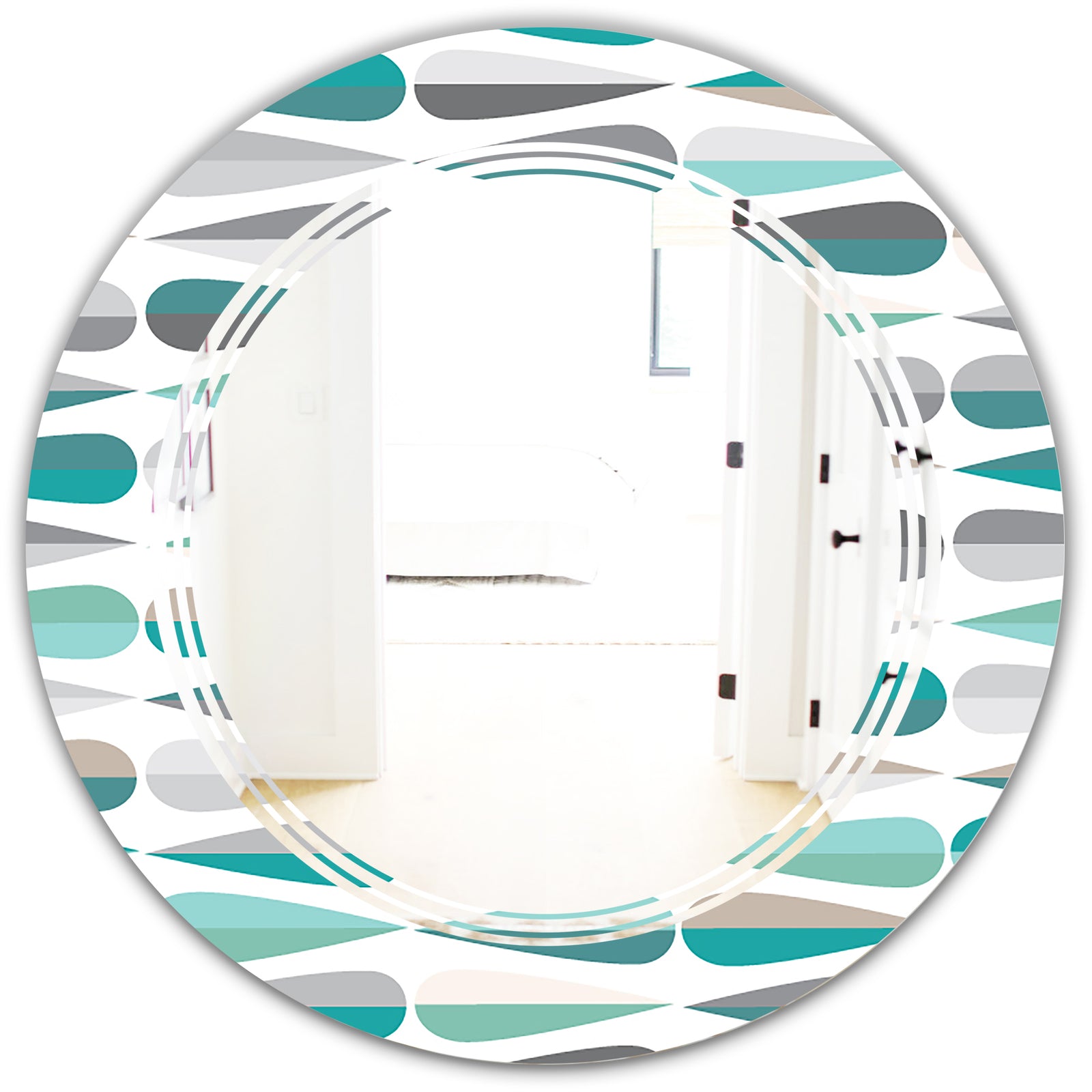 Retro Abstract Drops III - Modern Round or Oval Wall Mirror - Triple C