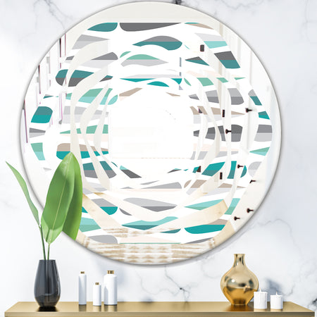 Retro Abstract Drops III - Modern Round or Oval Wall Mirror - Whirl