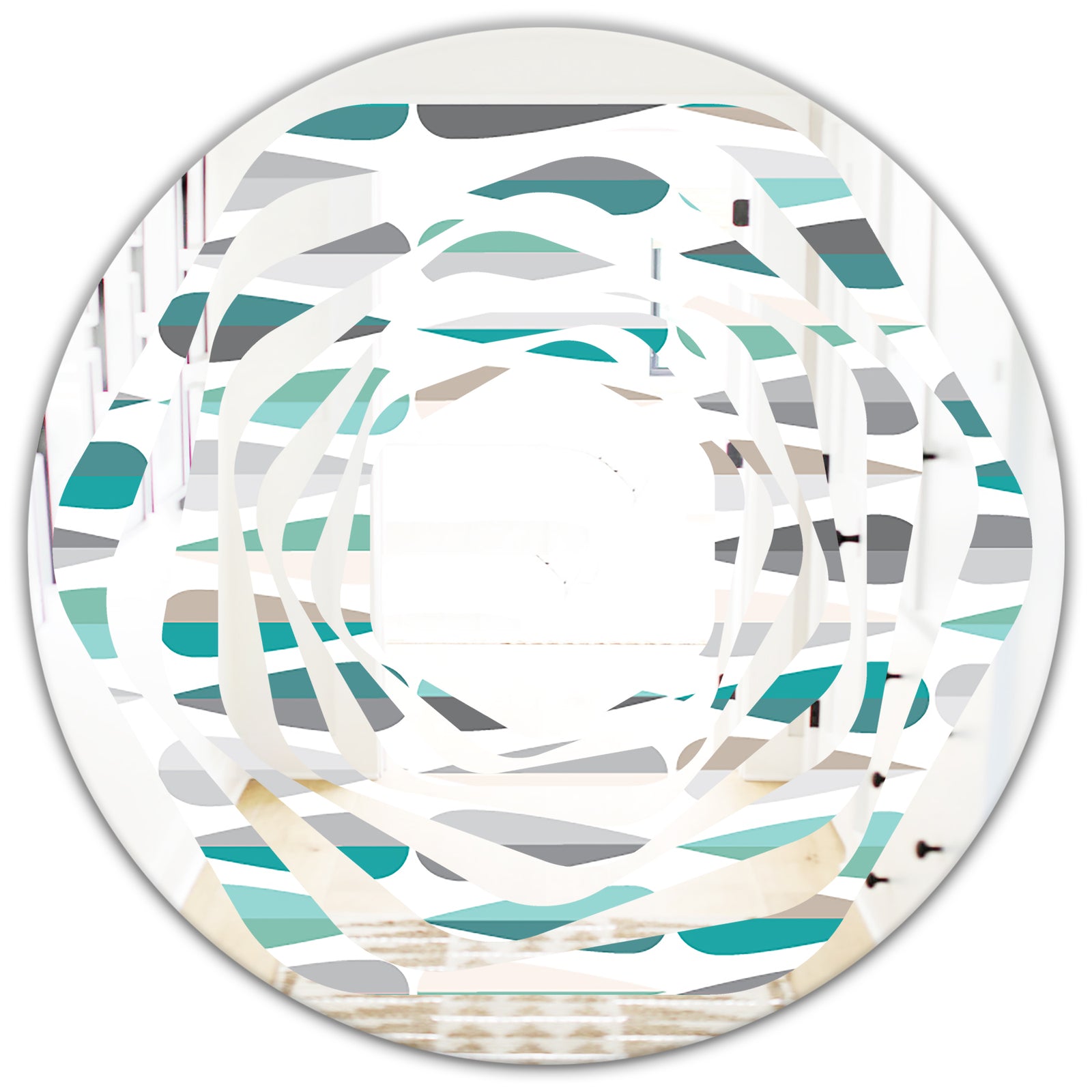 Retro Abstract Drops III - Modern Round or Oval Wall Mirror - Whirl