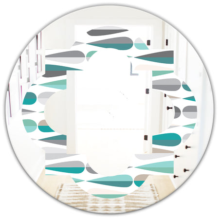 Retro Abstract Drops III - Modern Round or Oval Wall Mirror - Quatrefoil