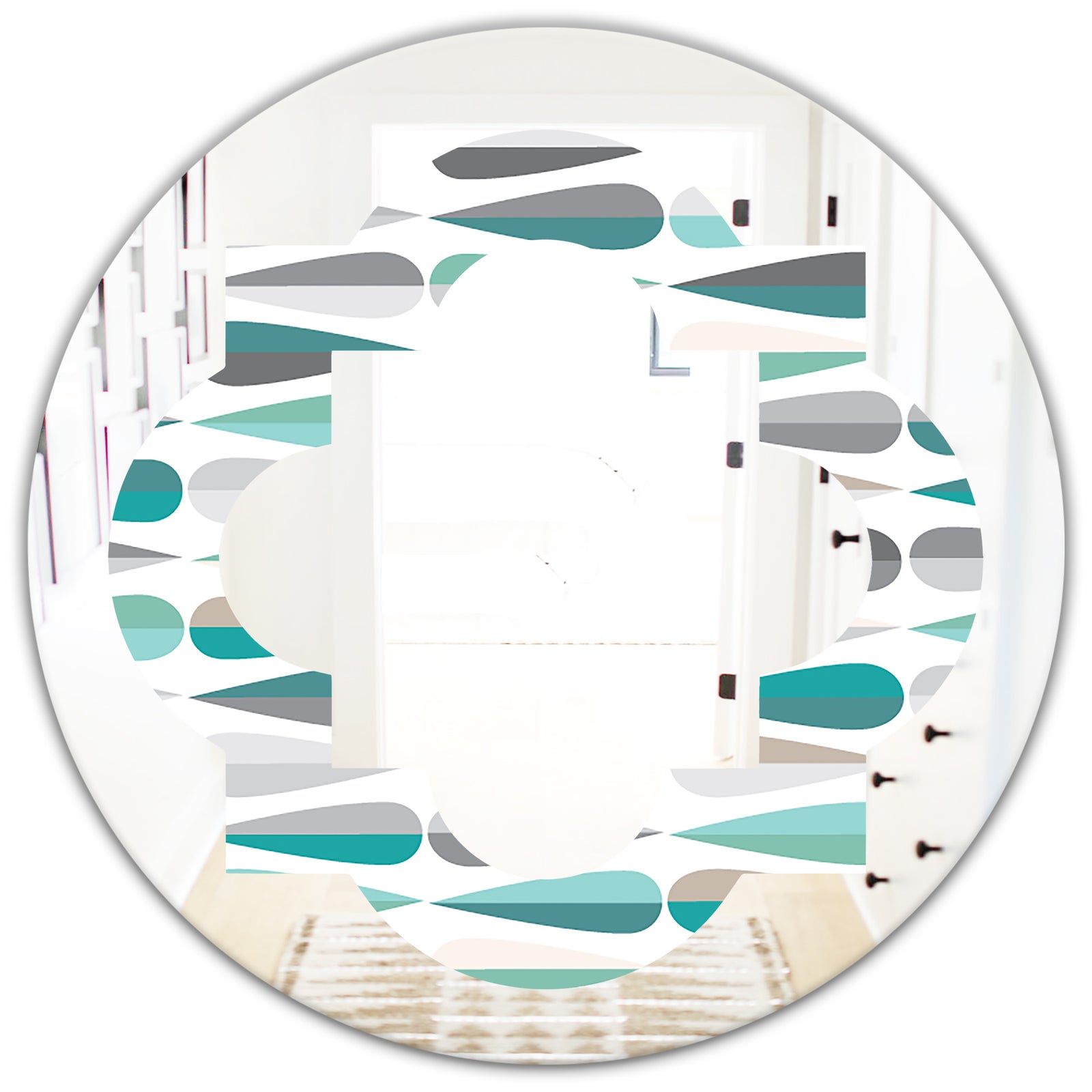 Retro Abstract Drops III - Modern Round or Oval Wall Mirror - Quatrefoil