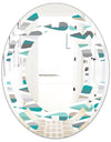Retro Abstract Drops III - Modern Round or Oval Wall Mirror - Space