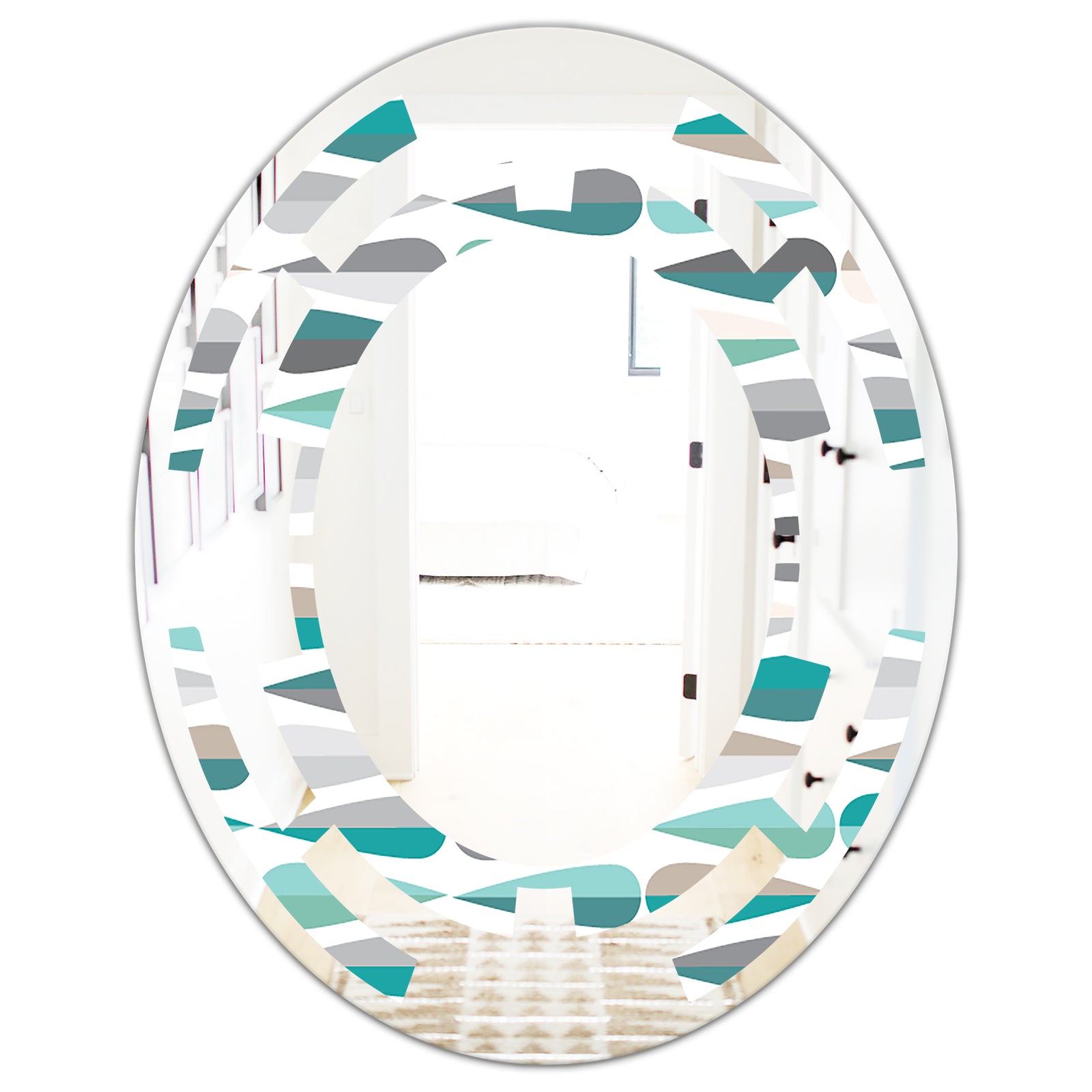 Retro Abstract Drops III - Modern Round or Oval Wall Mirror - Space