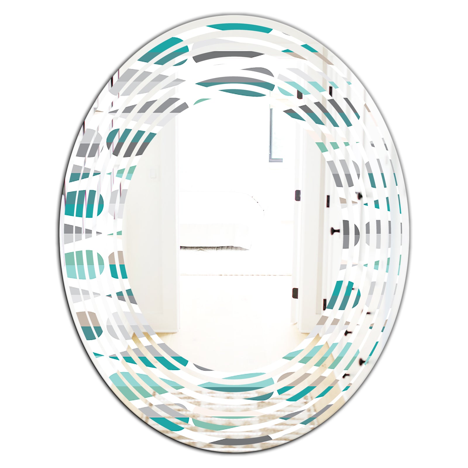 Retro Abstract Drops III - Modern Round or Oval Wall Mirror - Wave