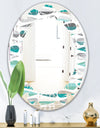 Retro Abstract Drops III - Modern Round or Oval Wall Mirror - Leaves