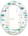 Retro Abstract Drops III - Modern Round or Oval Wall Mirror - Leaves