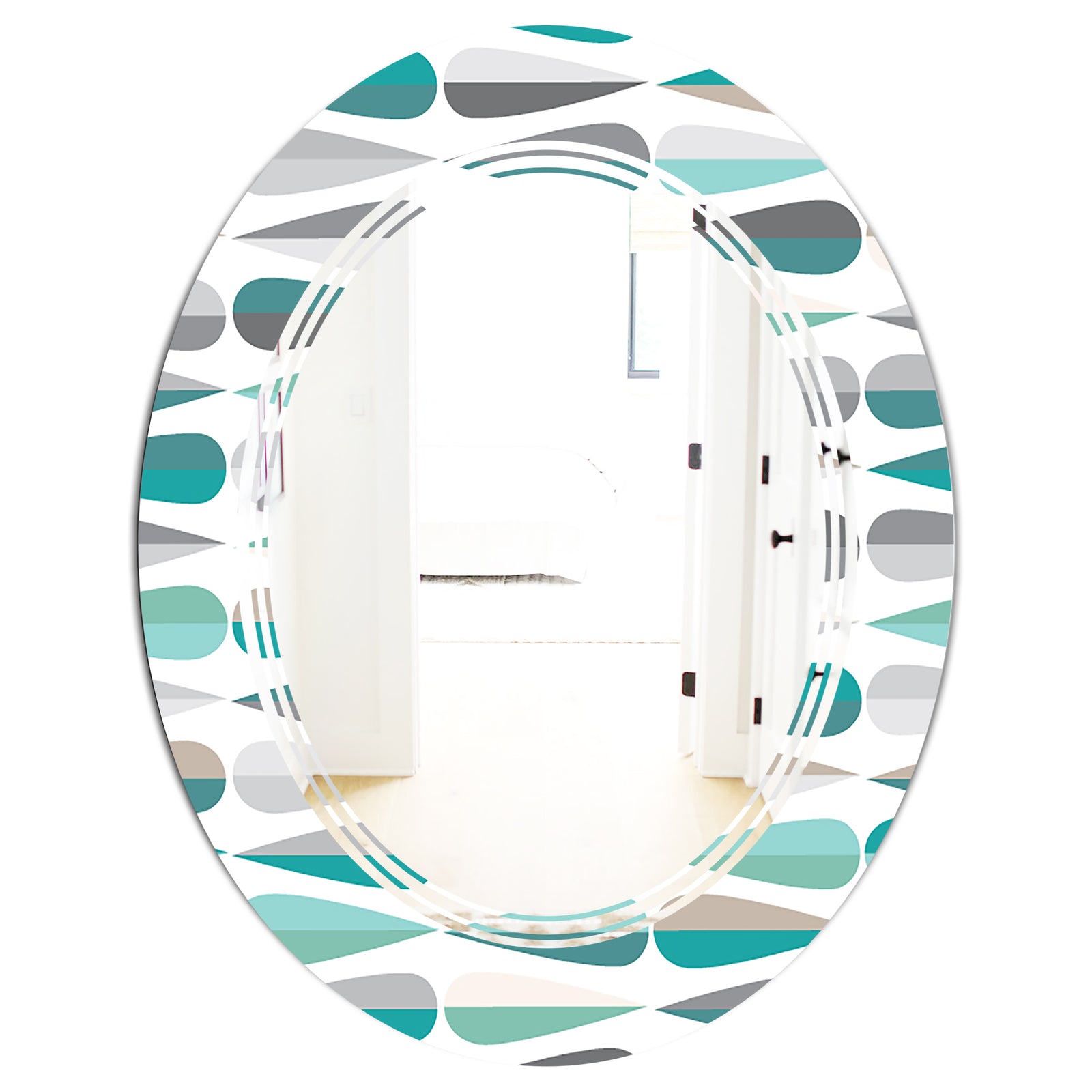Retro Abstract Drops III - Modern Round or Oval Wall Mirror - Triple C