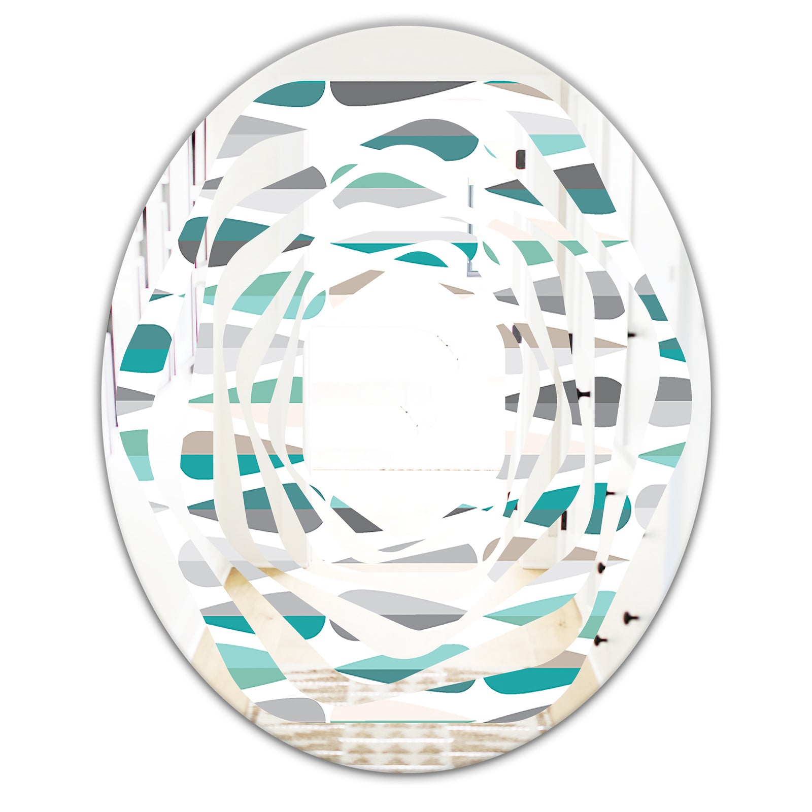 Retro Abstract Drops III - Modern Round or Oval Wall Mirror - Whirl