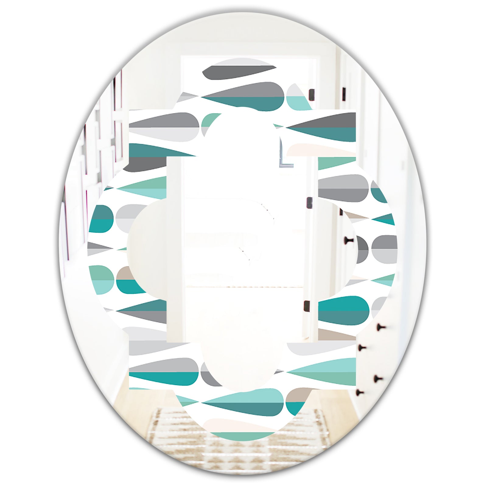 Retro Abstract Drops III - Modern Round or Oval Wall Mirror - Quatrefoil