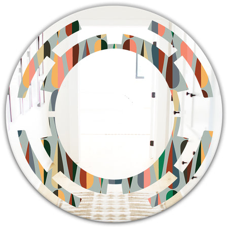 Retro Abstract Drops IX - Modern Round or Oval Wall Mirror - Space