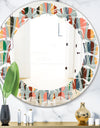 Retro Abstract Drops IX - Modern Round or Oval Wall Mirror - Leaves