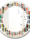 Retro Abstract Drops IX - Modern Round or Oval Wall Mirror - Leaves