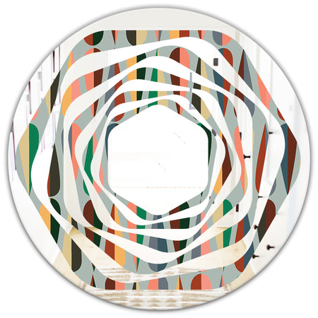 Retro Abstract Drops IX - Modern Round or Oval Wall Mirror - Whirl