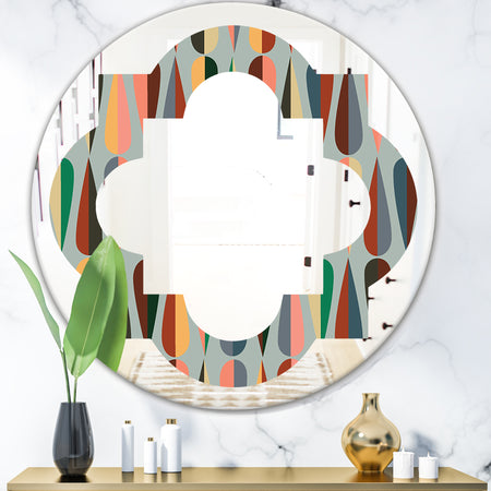 Retro Abstract Drops IX - Modern Round or Oval Wall Mirror - Quatrefoil