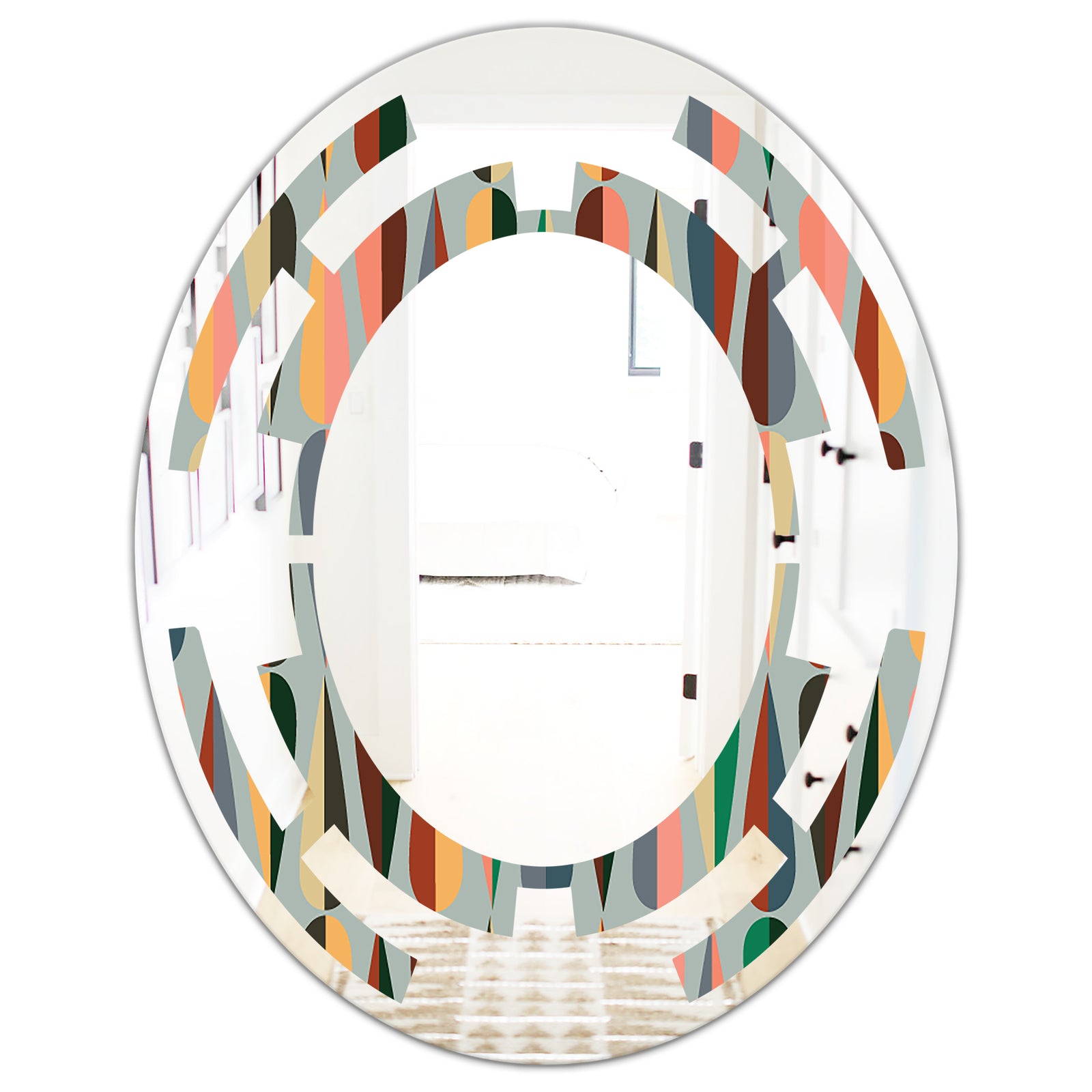 Retro Abstract Drops IX - Modern Round or Oval Wall Mirror - Space