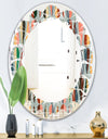 Retro Abstract Drops IX - Modern Round or Oval Wall Mirror - Leaves