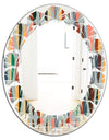 Retro Abstract Drops IX - Modern Round or Oval Wall Mirror - Leaves