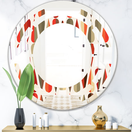 Retro Abstract Drops IV - Modern Round or Oval Wall Mirror - Space