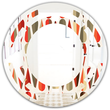 Retro Abstract Drops IV - Modern Round or Oval Wall Mirror - Space
