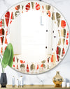 Retro Abstract Drops IV - Modern Round or Oval Wall Mirror - Leaves