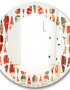 Retro Abstract Drops IV - Modern Round or Oval Wall Mirror - Leaves