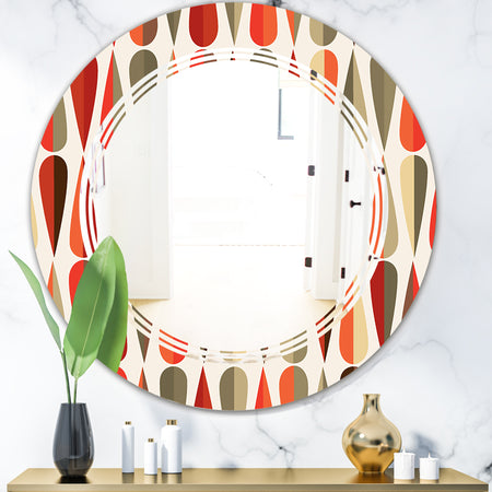 Retro Abstract Drops IV - Modern Round or Oval Wall Mirror - Triple C