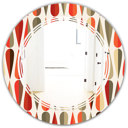 Retro Abstract Drops IV - Modern Round or Oval Wall Mirror - Triple C