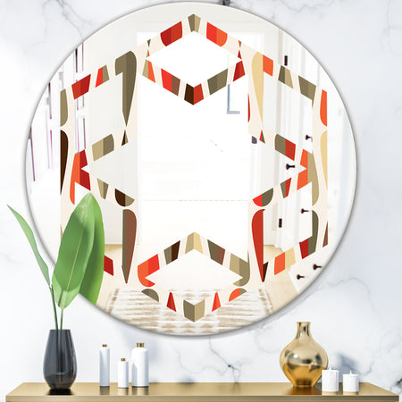 Retro Abstract Drops IV - Modern Round or Oval Wall Mirror - Hexagon Star