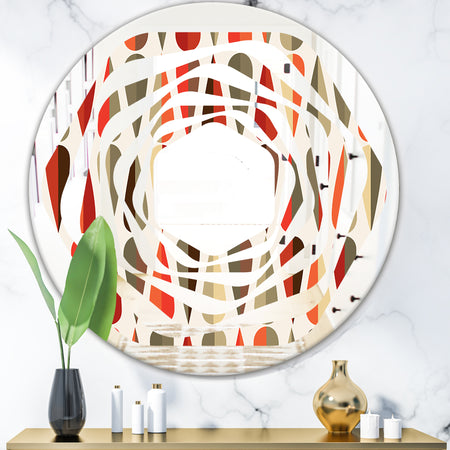 Retro Abstract Drops IV - Modern Round or Oval Wall Mirror - Whirl