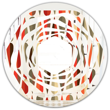 Retro Abstract Drops IV - Modern Round or Oval Wall Mirror - Whirl