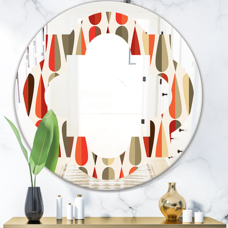 Retro Abstract Drops IV - Modern Round or Oval Wall Mirror - Quatrefoil