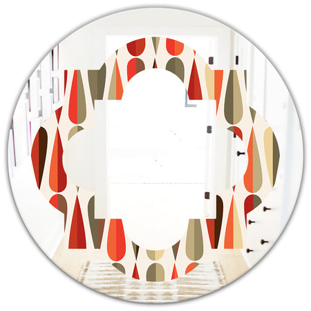 Retro Abstract Drops IV - Modern Round or Oval Wall Mirror - Quatrefoil
