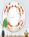 Retro Abstract Drops IV - Modern Round or Oval Wall Mirror - Space