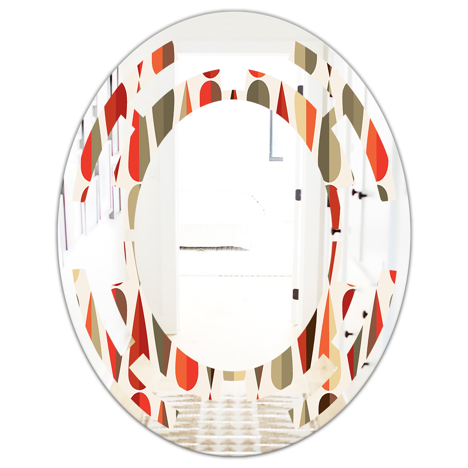 Retro Abstract Drops IV - Modern Round or Oval Wall Mirror - Space