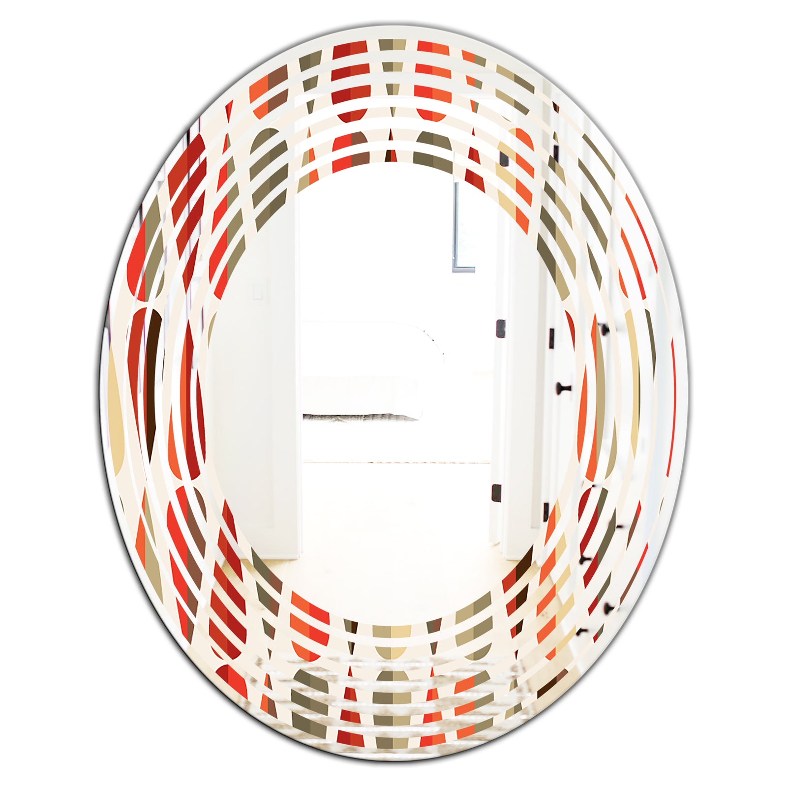 Retro Abstract Drops IV - Modern Round or Oval Wall Mirror - Wave